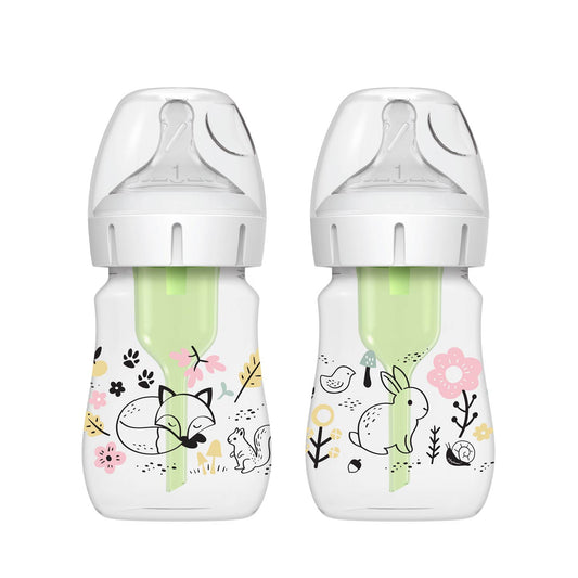 Dr. Brown's Natural Flow Anti-Colic Options+ Wide-Neck Baby Bottle, 5oz/150mL, 2-Pack