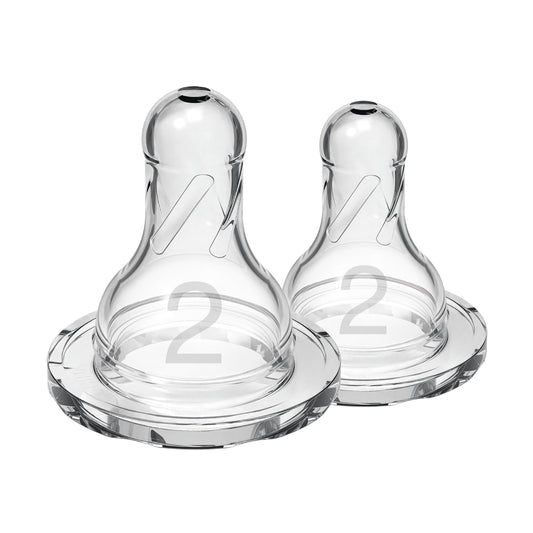 Dr. Brown's Natural Flow Narrow Baby Bottle Silicone Nipple, Level 2, 2-Pack